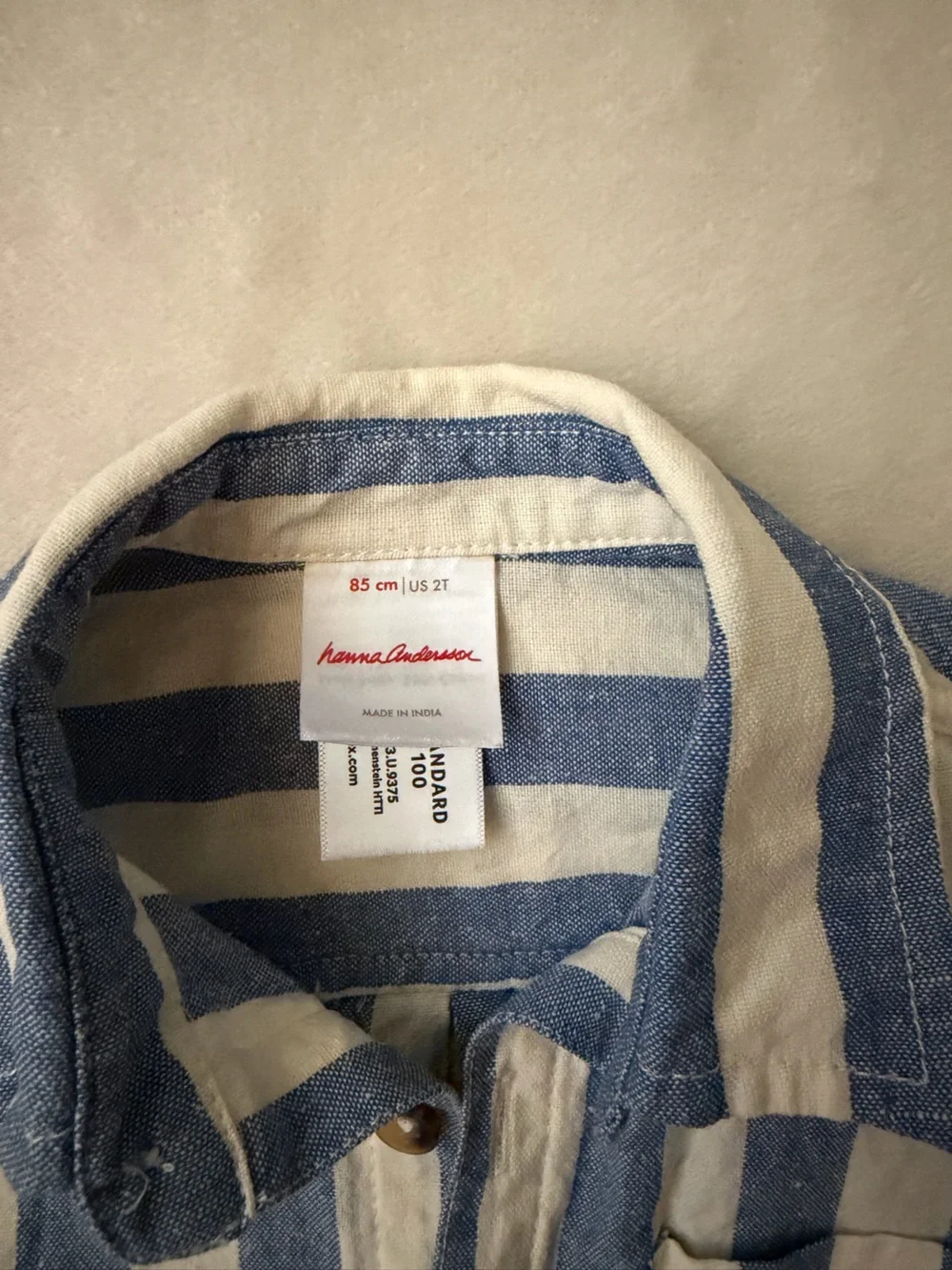 Hanna Andersson Blue & White Striped Short-Sleeve Button-Down